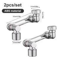 2Pcs Faucet Extender, ABS Robotic Arm,Single Mode,1080° Rotating Universal Faucet Extension, Swivel Faucet for Bathroom Sink